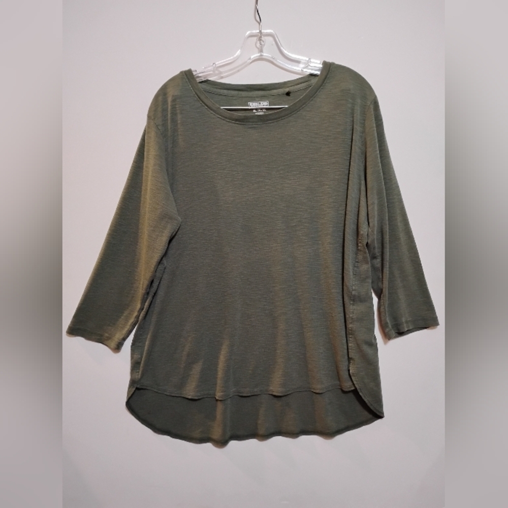 KIRKLAND SIGNATURE Sage Green Long Sleeve Top COTTON MIX Women's XL